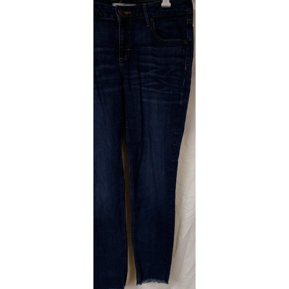 Maurices Womens 31X28 Reg Mid Rise Dark Wash Stretch Skinny Ankle Raw Hem Jeans - Picture 3 of 11